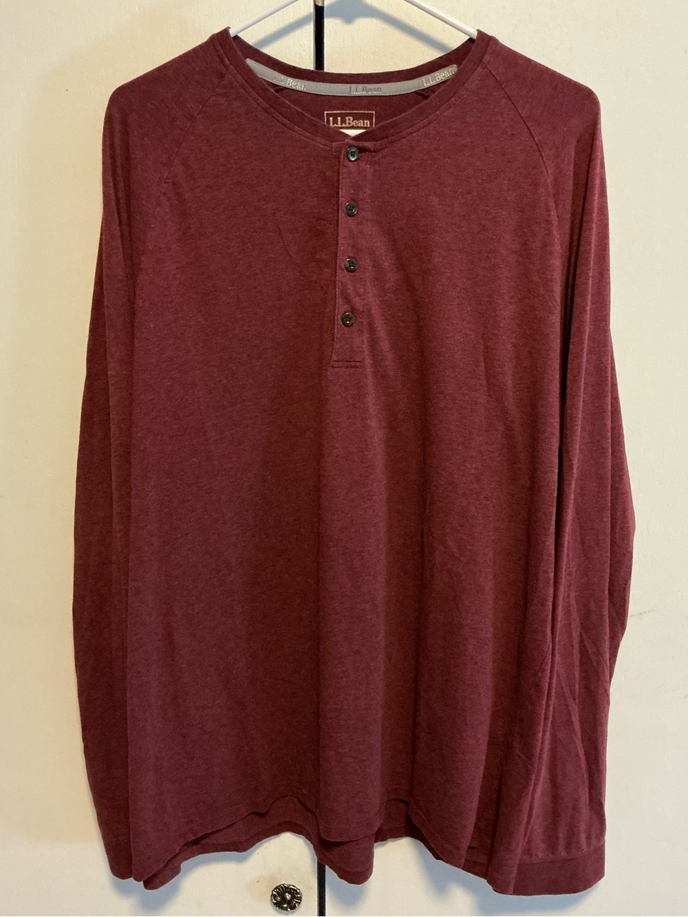 L.L. Bean Men's Long-Sleeve Henley in Maroon